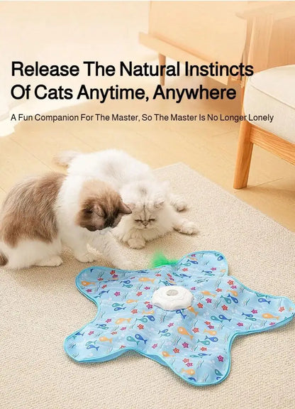 Cat Toys Interactive Hide and Seek Cat Toy with Mouse Squeaky Motion Activated Moving Concealed Feathers Kitten Teaser Toy