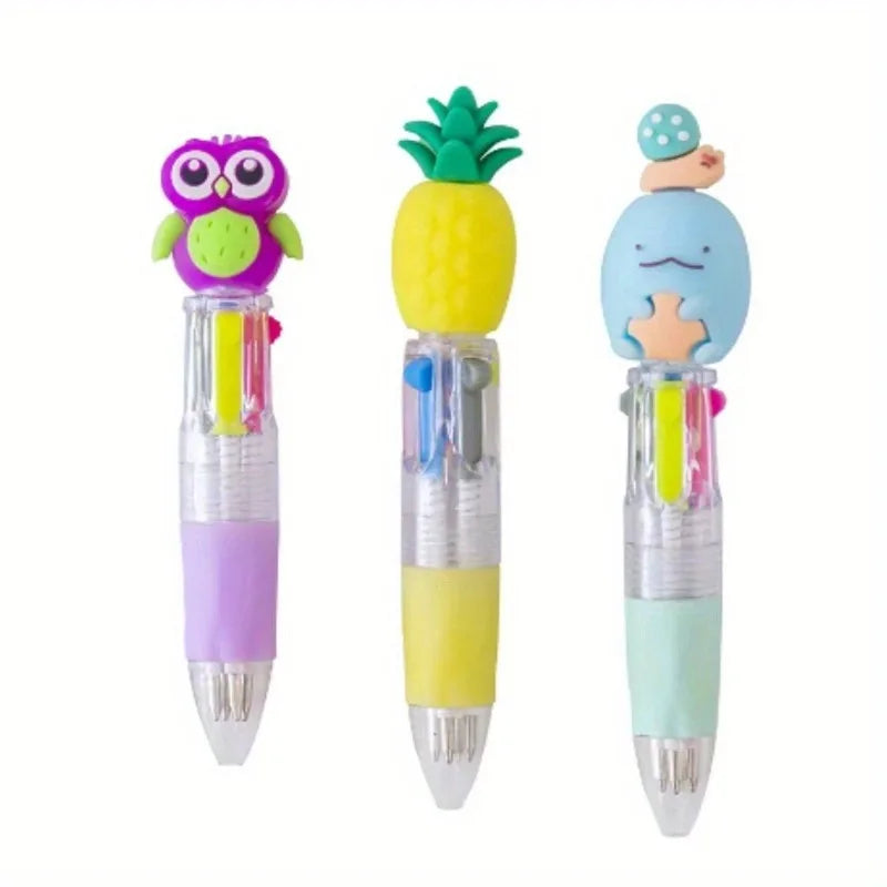 5-20Pcs/Lot Cute Cartoon 4 Color Mini Ballpoint Pen KawaiiUnicorn Flamingo Retractable Stationery Gift SchooOoffice Supplies