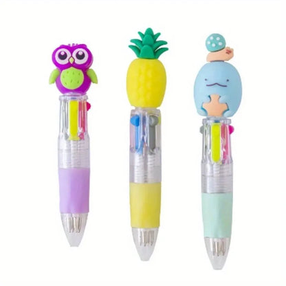 5-20Pcs/Lot Cute Cartoon 4 Color Mini Ballpoint Pen KawaiiUnicorn Flamingo Retractable Stationery Gift SchooOoffice Supplies