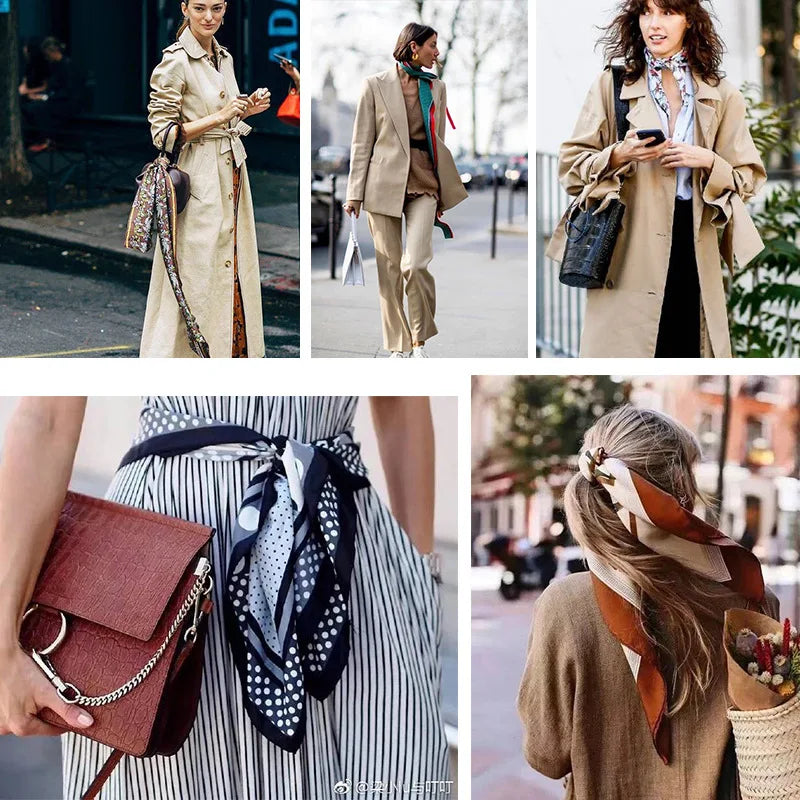 2025 New Fashion Luxury Printed Square Shawl Women 70x70cm Pashmina Silk Scarf Neck Headband Bandana