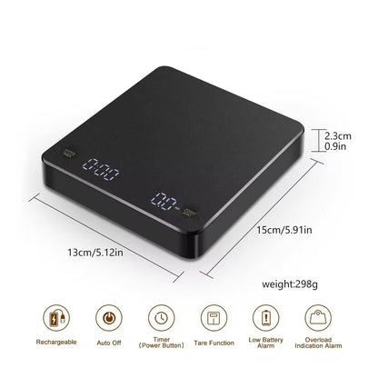 Coffee Scale Nano Coffee Scale with Timer Espresso Scale with Auto Peel Touch Sensor and Silicone Lid