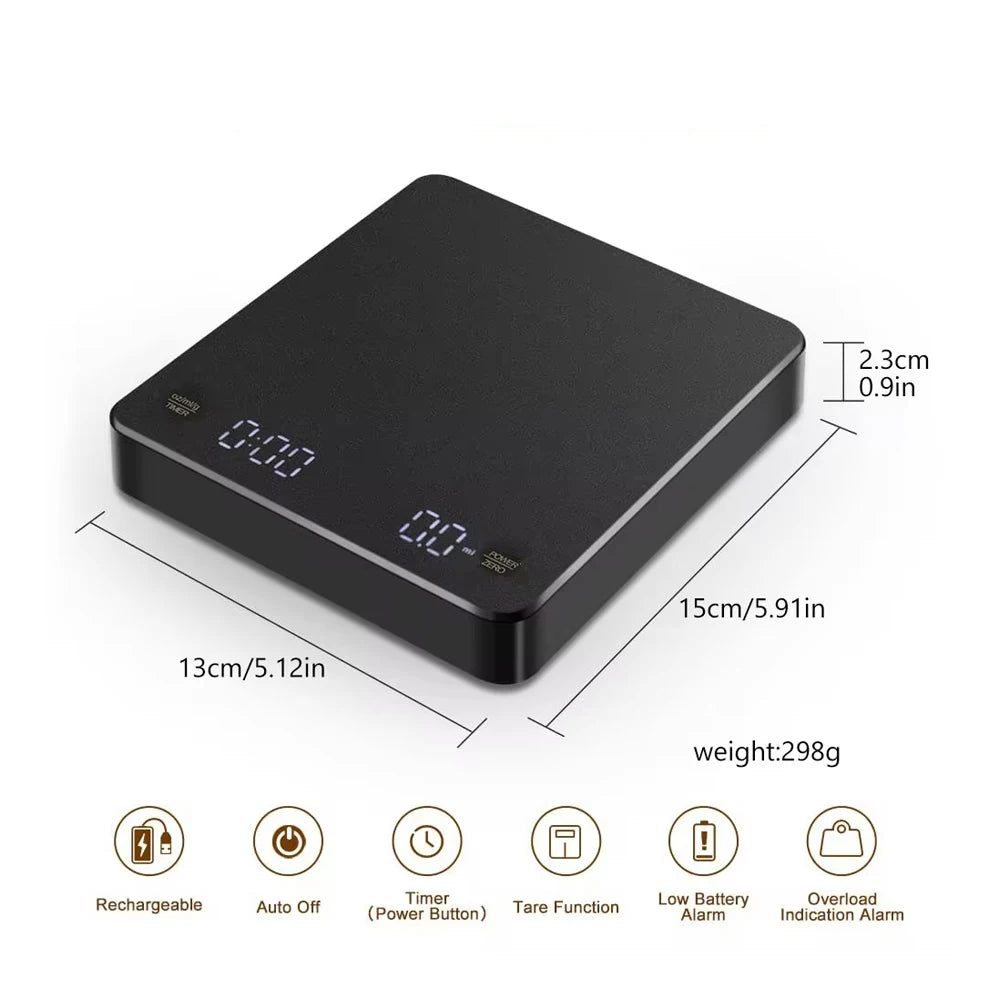 Nano Coffee Scale with Timer Espresso Scale Auto Peel Touch Sensor And Silicone Lid for Precise Tasting Home Brewing
