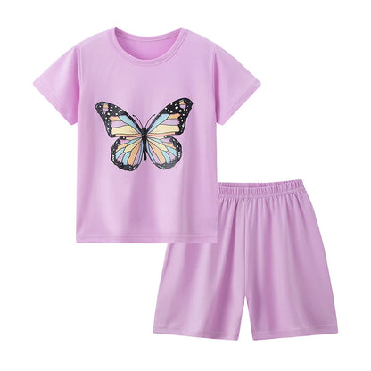 2-Piece Summer Children's Comfortable and Versatile Cute Short Sleeved Shorts Set for Boys and Girls Casual Home and Outdoor Set