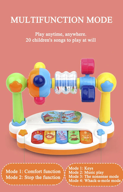 Baby Toys Drum Piano Keys Musical Instrument Kids Toys Rotating Keyboard With Lights Sound Toddlers Educational Christmas Gifts