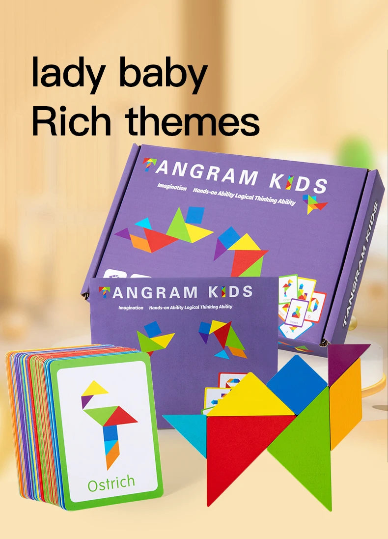 Wooden Children Puzzle Toys Montessori Preschool Education Tangram Game Building Blocks Learning Puzzle Game Kids Festival Toy