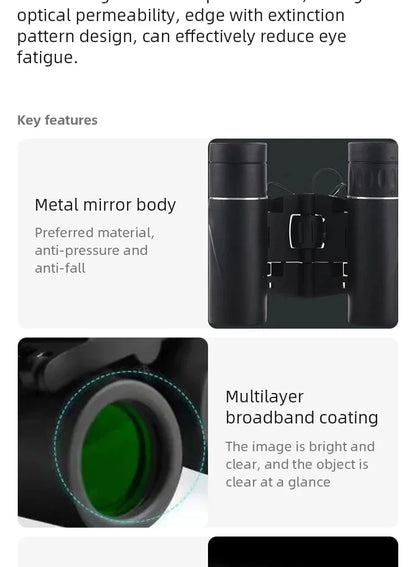 100X22 High Magnification High-Definition Binoculars, Mini Portable Outdoor Travel Professional Telescope