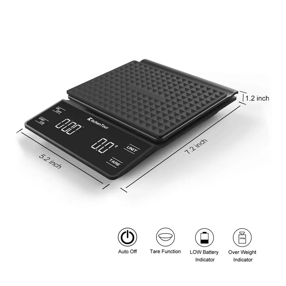 Coffee Scale Nano Coffee Scale with Timer Espresso Scale with Auto Peel Touch Sensor and Silicone Lid
