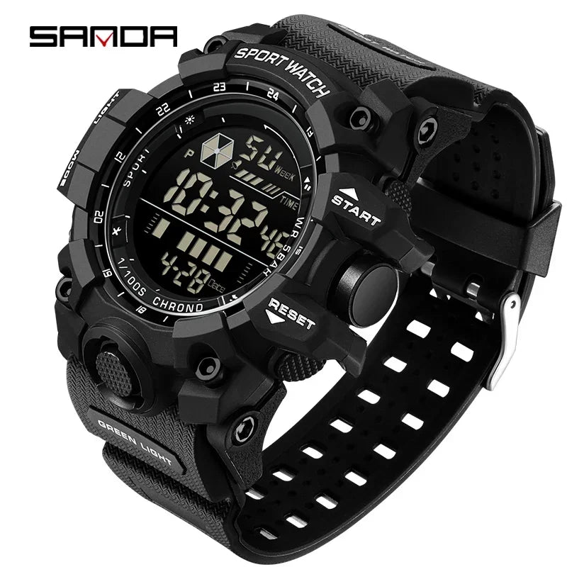 SANDA Men Outdoor Sports Watch Waterproof LED Analog Digital Show Multifunction Big Dial Electronic Wristwatch G style Male Cloc