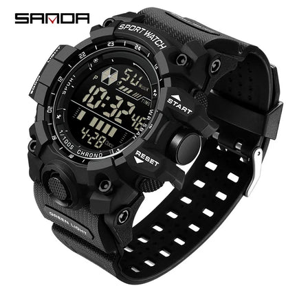 SANDA Men Outdoor Sports Watch Waterproof LED Analog Digital Show Multifunction Big Dial Electronic Wristwatch G style Male Cloc