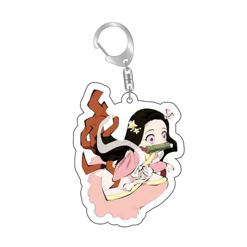 Demon Slayer doll toy Kimetsu No Yaiba Blade of Ghost Keychain Acrylic Pendant Car Key Chain Fans kids Xmas Gift Anime Jewelry