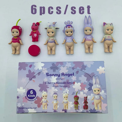 Sonny Angel' Purple Cherry Blossom Series Nigbt Minifigure Version Blind Box Decoration Cute Mystery Surprise Giff