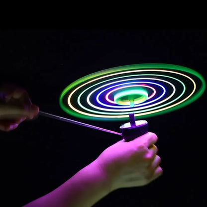 Luminous Flying Disc Propeller Toys LED Lighting Pull String Flying UFO Toy Spinning Top Outdoor Game Sports Toy Gift