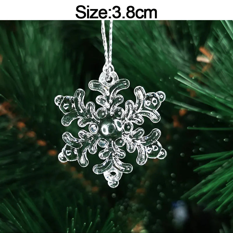 5pcs Christmas Home Decorations Crystal Acrylic Ornaments Snowflake Elk Xmas Tree Hanging Pendants Navidad 2025 New Year Gift