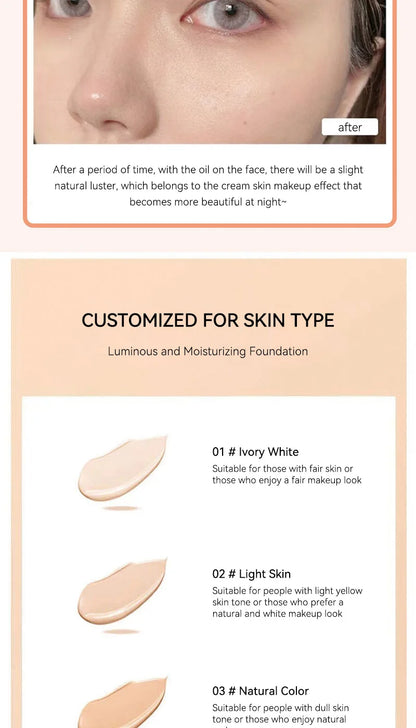 The liquid foundation is light, matte, naturally brightening, and does not come off makeup. The natural complexion is frosty,