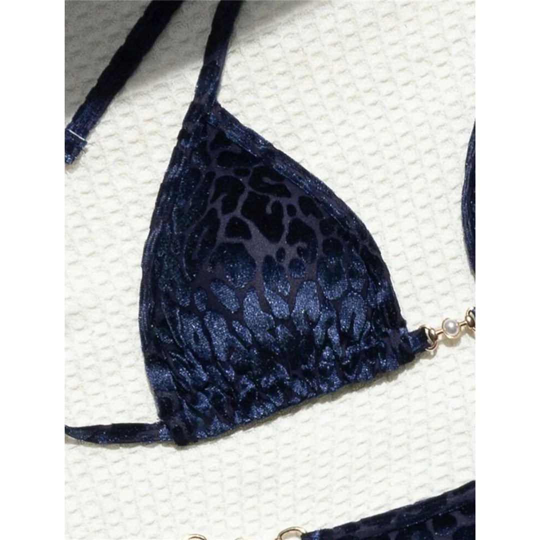 S- XL Leopard Halter Mini Micro Thong Bikini Women Swimwear Female Swimsuit Two-pieces Bikini set Bather Bathing Suit Swim V5207