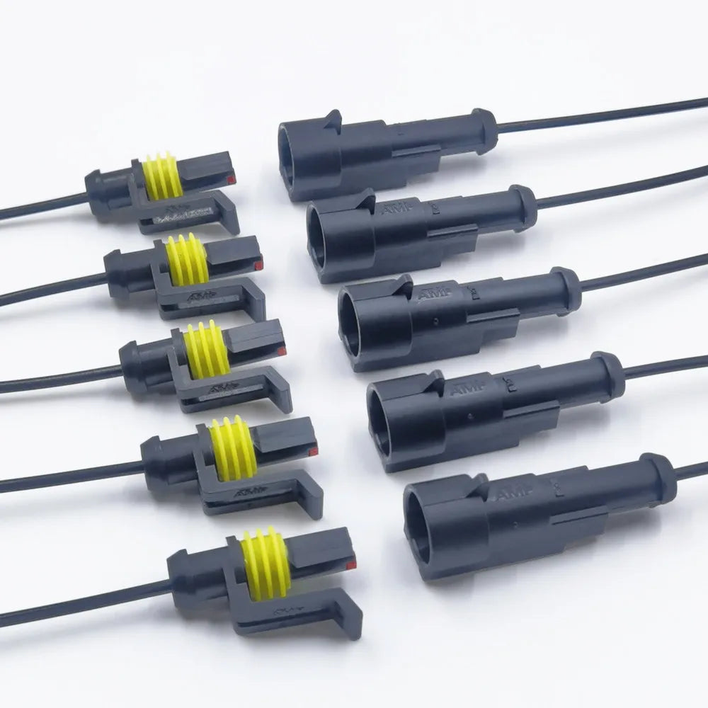 1/2/3/4 Pin Waterproof Connector, Electrical Terminal Quick Connector, 10Pcs/ 5Sets, With Wire, Suitable For Cars, Ships, Etc.