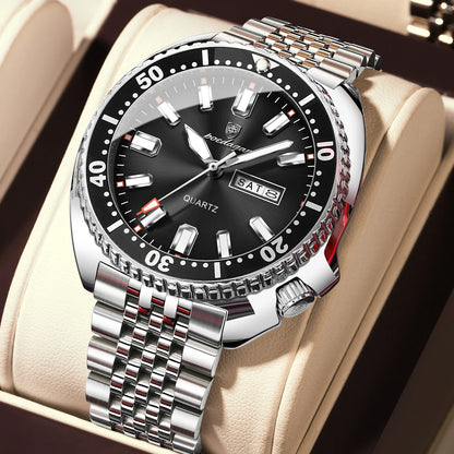 POEDAGAR Luxury Business Men Watch Date Week Waterproof Luminous Man Wristwatch Sport Stainless Steel Quartz Men's Watches Reloj