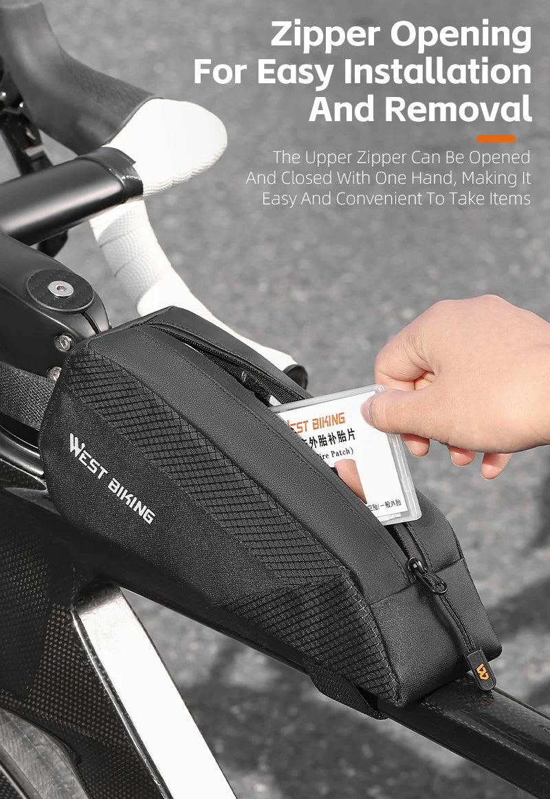 WEST BIKING Bicycle Top Tube Bag 1.2L Portable Bike Front Frame Bag 3D Stereo Cycling Tool Bag MTB Road Bike Accessories
