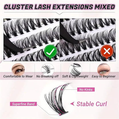 200 pieces of single cluster false eyelash set , faux mink fur eyelashes, fluffy and natural, mixed length 10-16mm