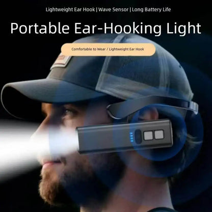 Rechargeable Waterproof Ear Clip Headlamp Bright LED Headlight for Fishing Hiking Running Cycling Outdoor Activities