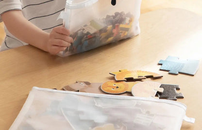 3pcs Toy storage bag 1pc building block puzzle sub-package bag children small particle zipper transparent finishing storage box