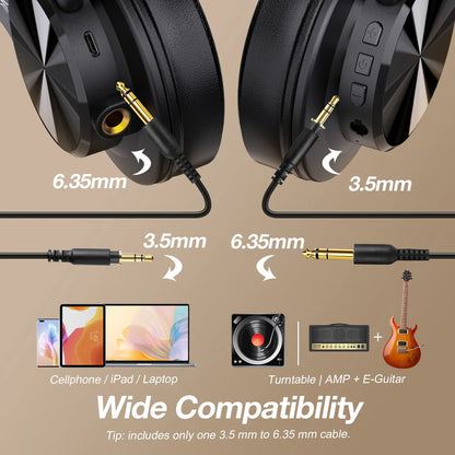 Oneodio Fusion A70 Bluetooth Headphones Hi-Res Audio Over Ear Wireless Headset Professional Studio Monitor DJ HiFi Headphones