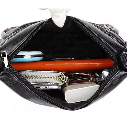 Women's Floral Embroidery Shoulder Bag Multi-zipper Casual Crossbody Bag Lightweight for Daily Shopping Dating Outing