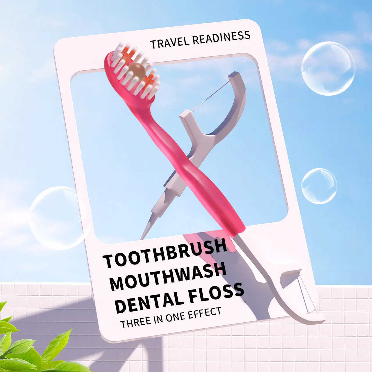 Portable 5-in-1 toothbrush dental floss 8/16pcs for oral cleaning, disposable toothbrush for adults on business trips