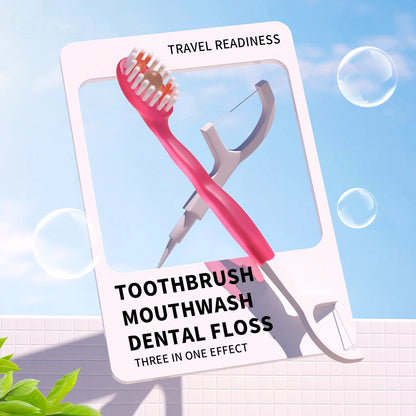 Portable 5-in-1 toothbrush dental floss 8/16pcs for oral cleaning, disposable toothbrush for adults on business trips