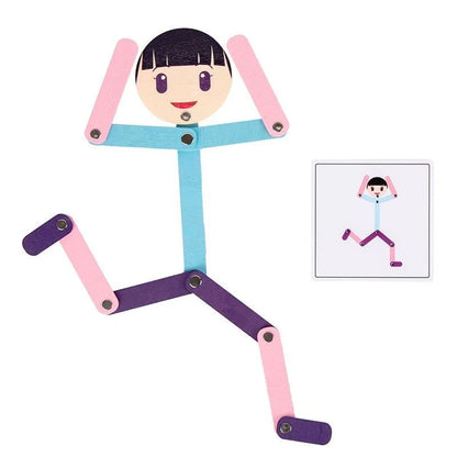 Sport Wooden Man Material DIY Puzzle Toys Boards Educational Game Early Learning Toy for Children Preschool Fine Motor Training