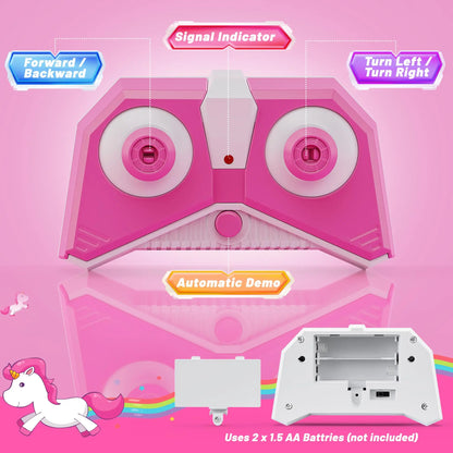 2.4G Lighting unicorn Remote Control Stunt Dump Truck Chase Light Twist Change Car Drift Dancing Toy Car, Children's New Year Bi