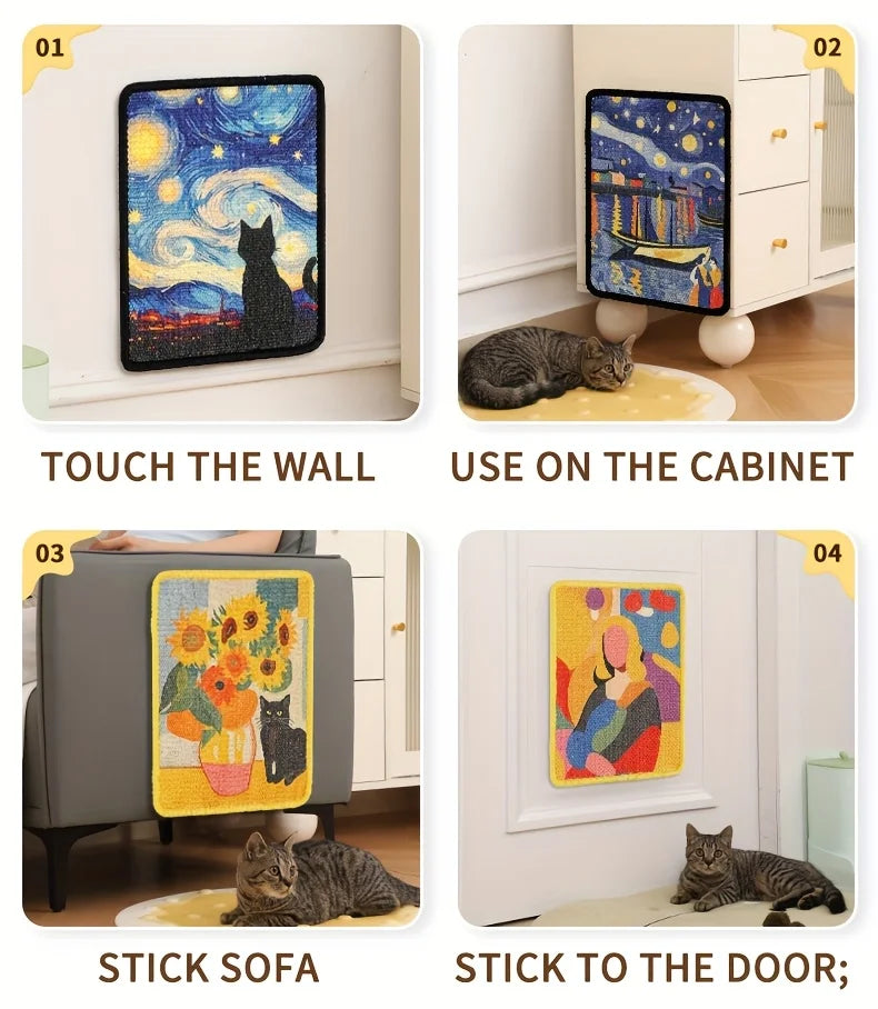 Wall-Mounted Cat Scratching Pad & Mat - Reinforced Sisal Surface for Claw Health, Space-Saving Design with Soft Ledge