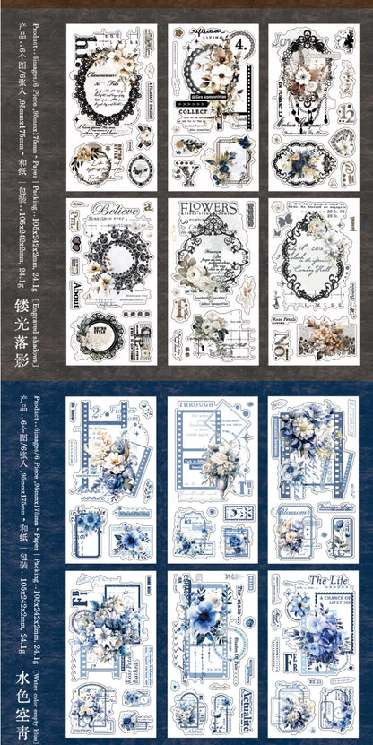 Journal GO 6pcs Flower Shadow Decorative Sticker Fresh Plant Flowers Collage Scrapbooking Label Diy Diary Journal Planner Label