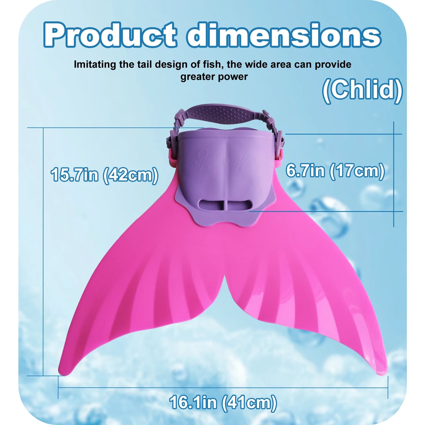 Adjustable Mermaid Silicone Fins Swimming Training & Beach, Soft Body Hard Fin with 3 Non-Slip Grips, Photo Cosplay Gear for Kid