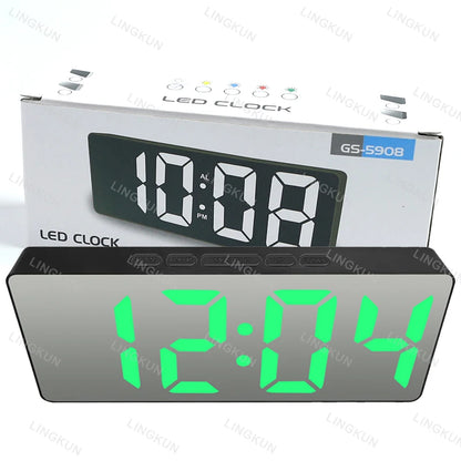 Electronic Alarm Clock Noiseless Design Digital LED Large Display Mirror Electronic Clock Digital Alarm Clock LED Mirror Clocks