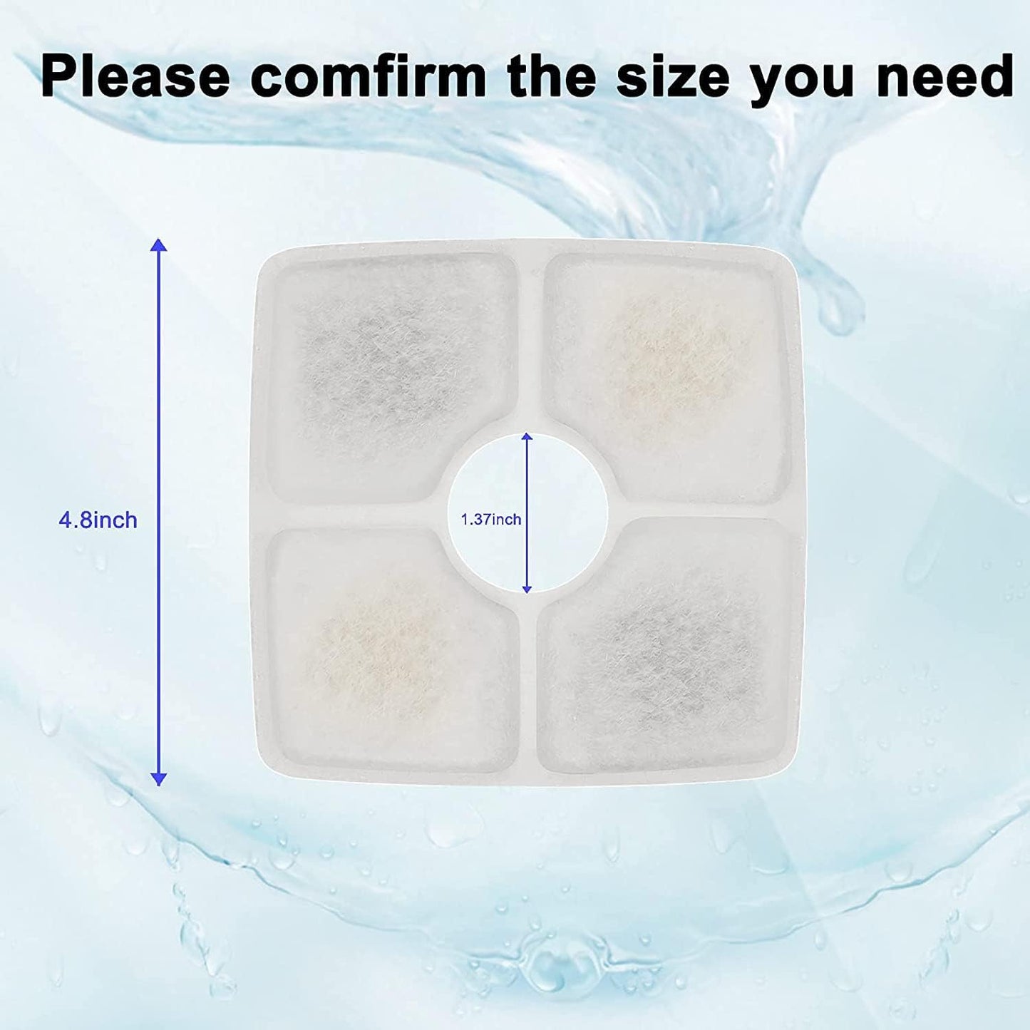 Cat Water Fountain Filter Replacement, 4/8 Pack  Filters Compatible with Square 2.5L Automatic Pet Fountain Dog Water Dispenser