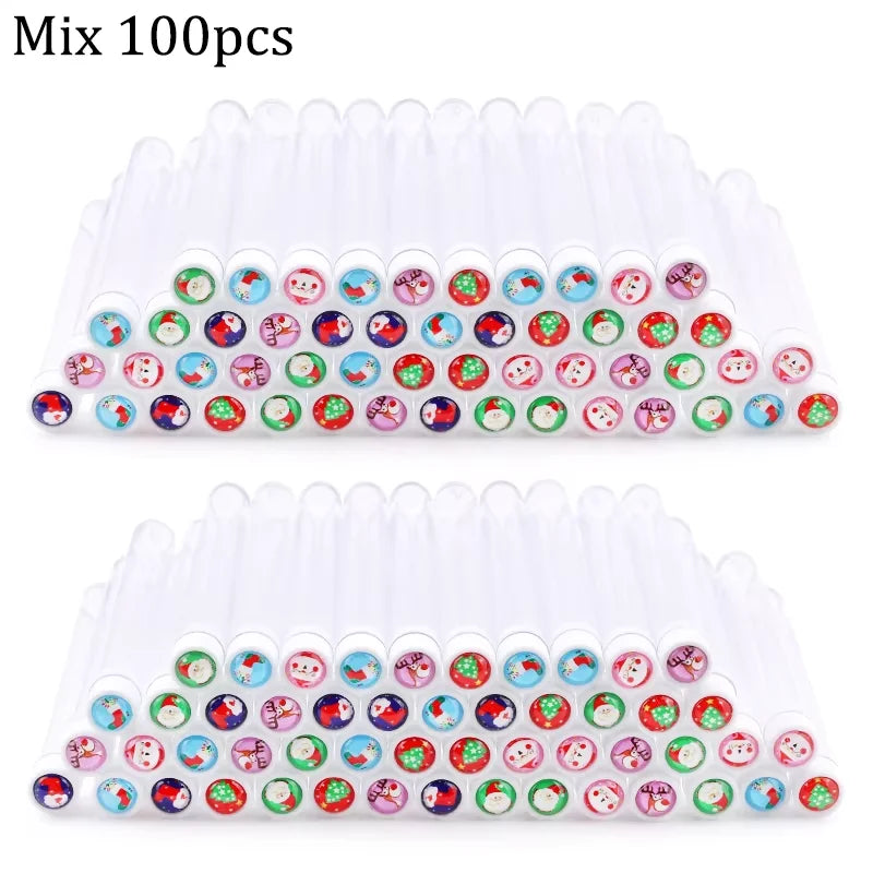 100/50pcs Christmas Eyelash Brush Tube Reusable Eyebrow Brushes Mascara Wand Dust-proof Storage Tubes Cosmetics Makeup Tools