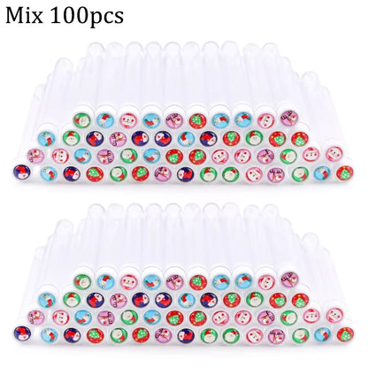 100/50pcs Christmas Eyelash Brush Tube Reusable Eyebrow Brushes Mascara Wand Dust-proof Storage Tubes Cosmetics Makeup Tools