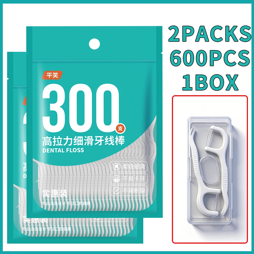 600PCS Dental Floss Picks Interdental Brush Toothpicks Oral Hygiene Care Clean between Teeth Floss Picks for Better Dental Healt