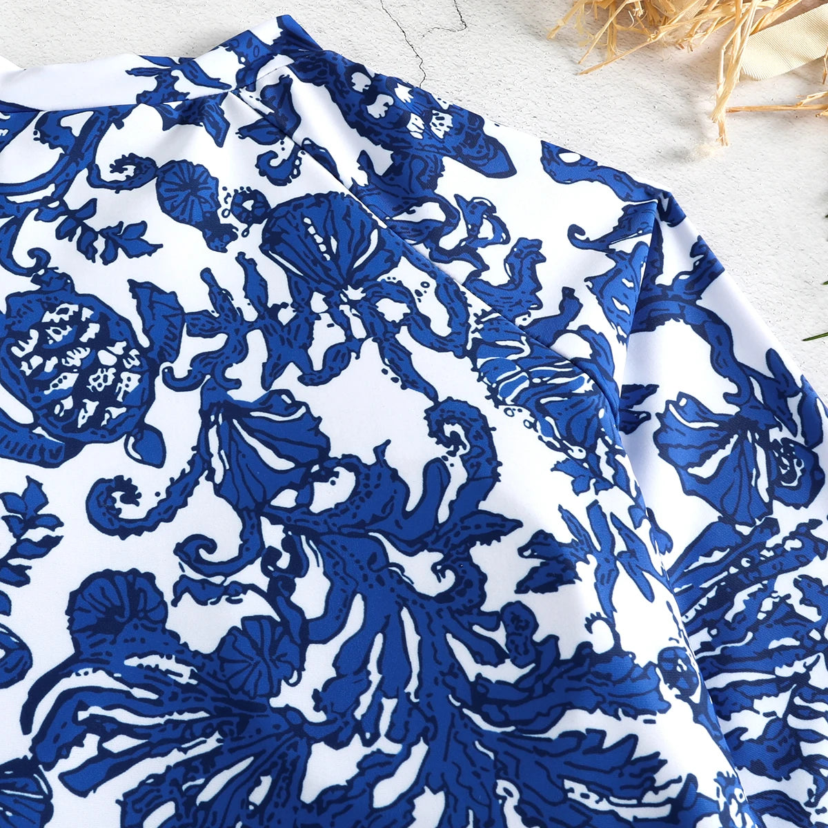 2025 New Swimwear Women Print Floral One Piece Swimsuit Long Sleeve Bathing Suit Swimsuit Vintage Beachwear Surfing Swim Suit
