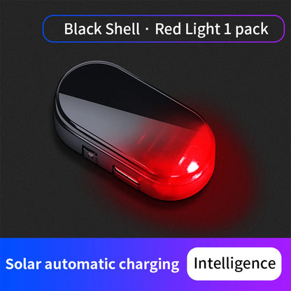 1pc Car Fake Security Light Solar Powered Simulated Dummy Alarm Wireless Warning Anti-Theft Caution Lamp LED Flashing Lights