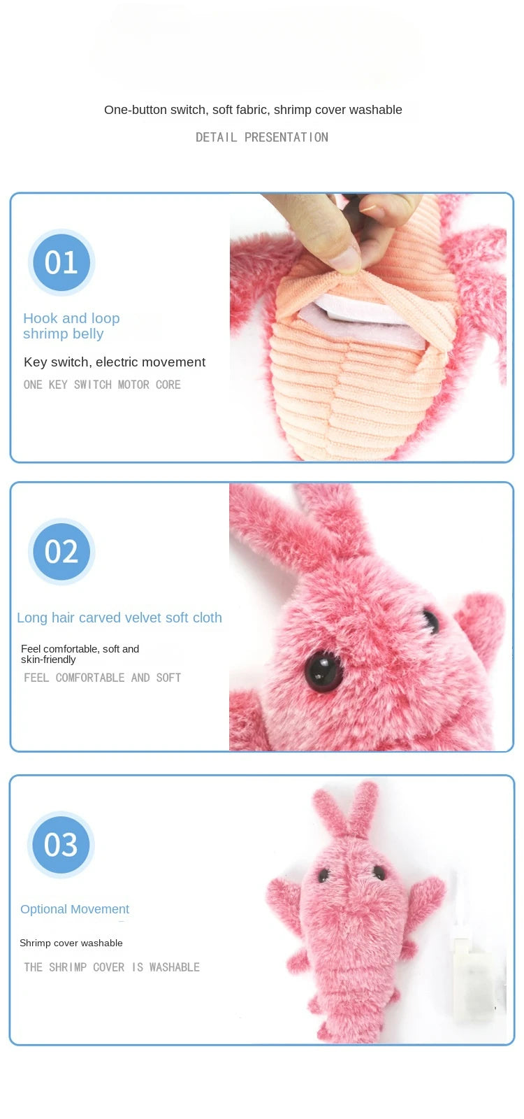 New Cat Toys Electric Lobster USB Rechargeable Simulation Jumping Shrimp Plush Electric Pet Teasing Cat Dogs Toys Pet Supplies