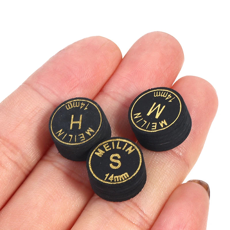 2 Pcs/lot 14mm Japanese Multi-Ply Heads Black Gold Professional Fancy Nine-Ball Cue Head Snooker Billiard Heads Hard Soft Heads