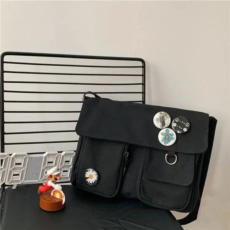 Ladies' Cute and Versatile Canvas Youth Fashion Shoulder Bag Student Large Capacity Crossbody Bag