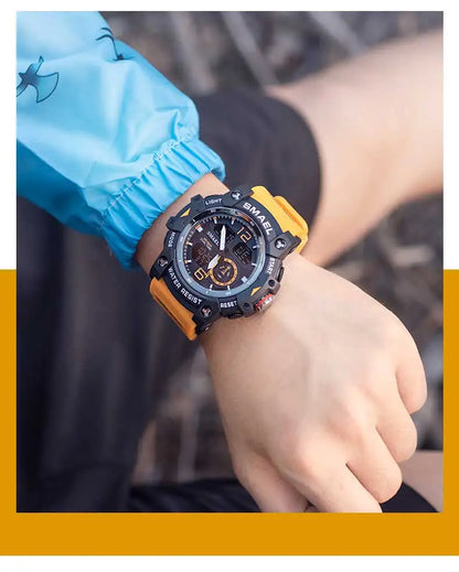 SMAEL Sport Watch Military Wristwatch for Men Alarm Stopwatch LED Digital Back Light Dual Time Display Waterproof Watch Men 8007