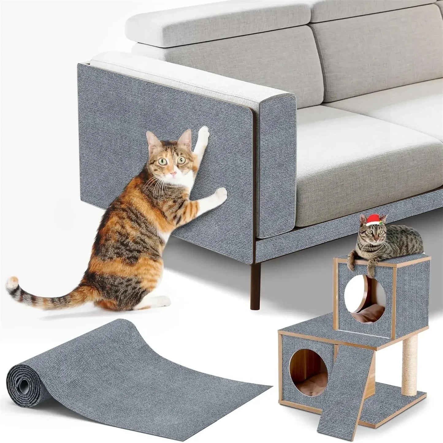7 Colors Cat Scratcher Sofa Protector Cats Scratcher Pad Board Protection Trimmable Self-adhesive Carpet DIY Cat Scratch Mat