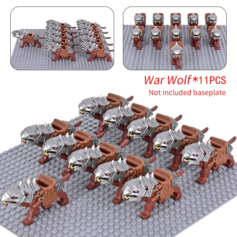 Medieval Military Sets Cavalry Figures War Horse Animals Building Blocks Parts Knight Weapons Accessories Toys for kids gifts