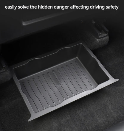 Underseat Storage Box for Tesla Model Y 2021-2024 Seats Drawer TPE Hidden Storage Tray Push Pull Car Organizer Car Accessories