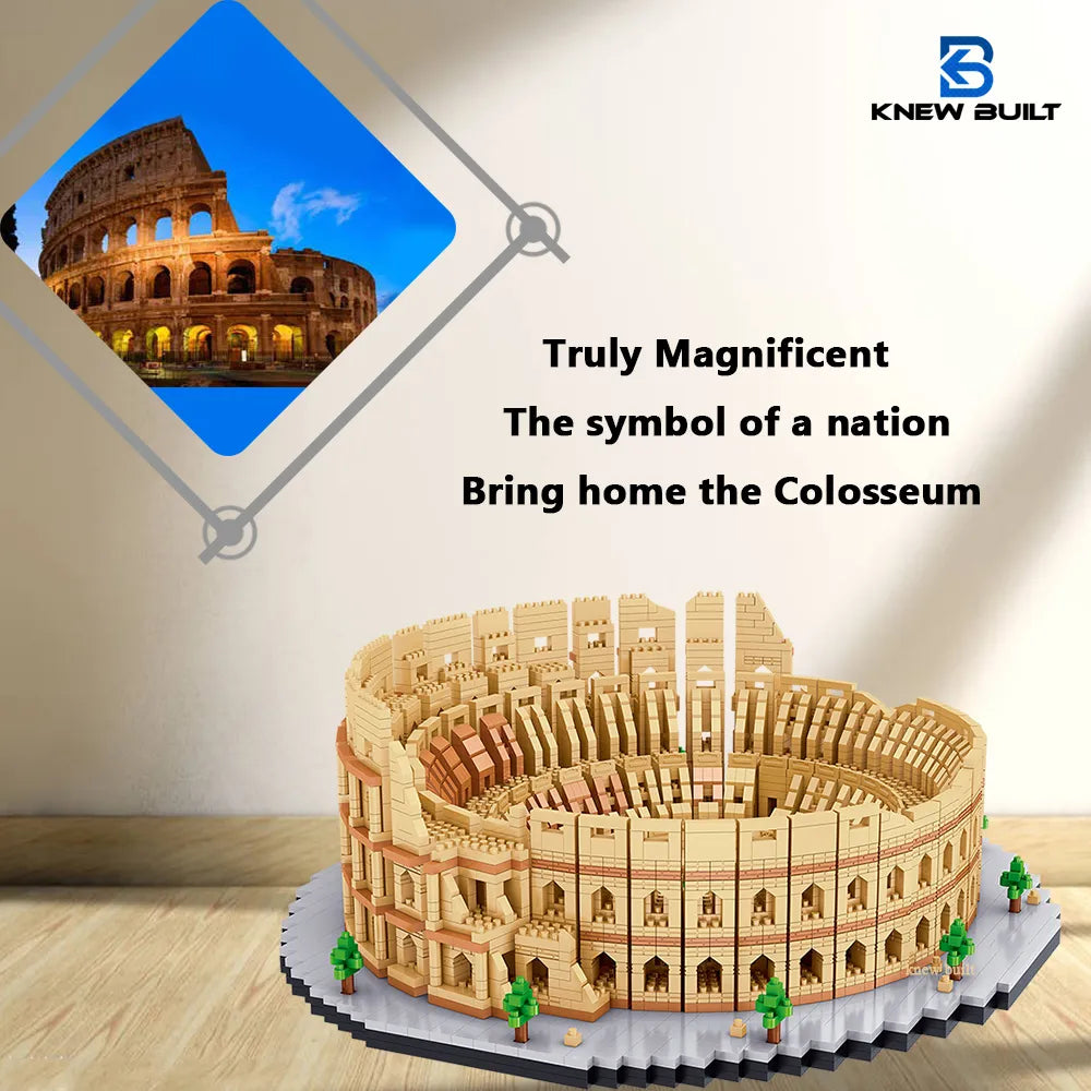 KNEW BUILT The Leaning Tower of Pisa Euro Constrution Micro Mini Building Blocks for Adult Child Toys Set Roma Colosseum Bricks