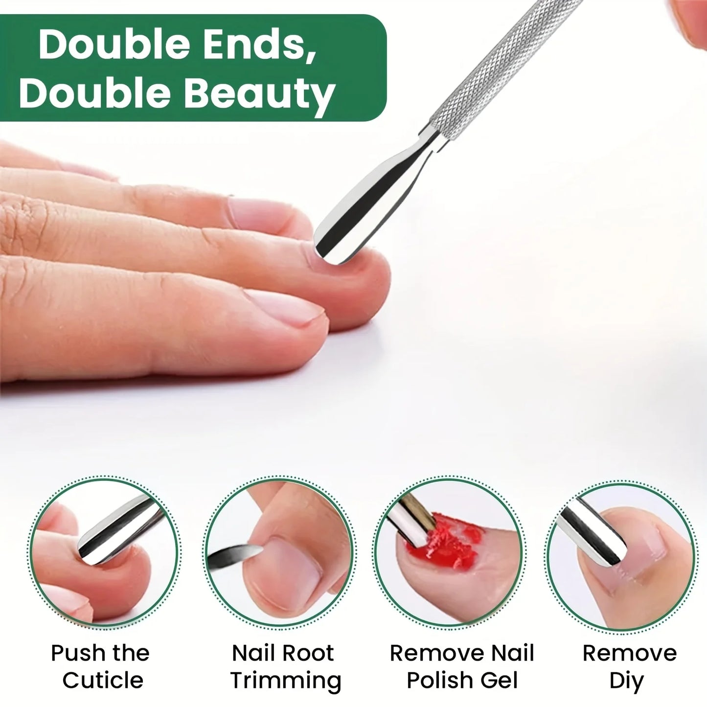 1/2/4pcs Stainless Steel Cuticle Pusher,Sharp Edge Spoon Shaped Dual Ended Cuticle Pusher Remover Cleaner,Manicure Pedicure Tool